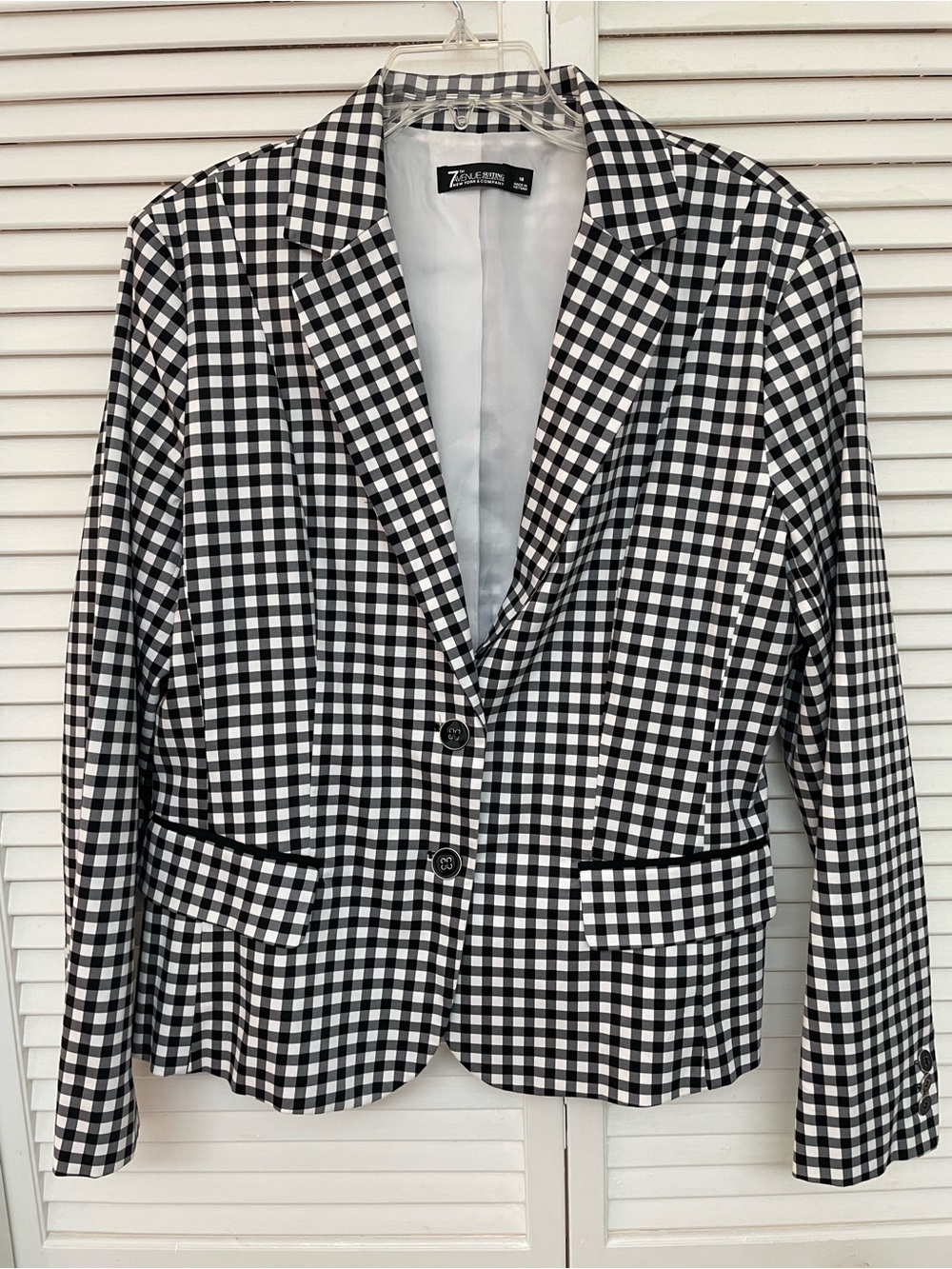 7th Avenue New York Gingham Blazer Black White Suiting Collection
